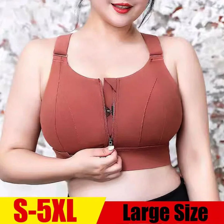 Cloud Rise Women Zipper Sports Bra Gym Fitness Yoga