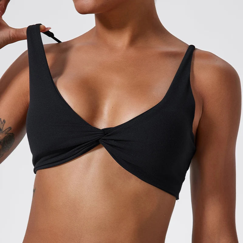 Hearuisavy Sports Bra Shockproof Push Up Gym Top Women