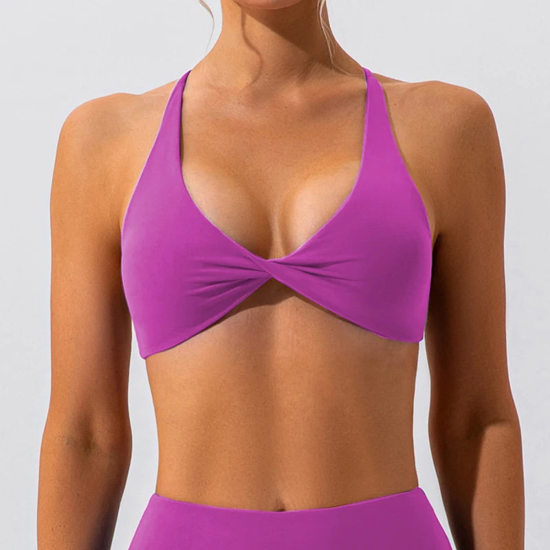 Sexy Gym Top Women Crease Sports Bra Running Back