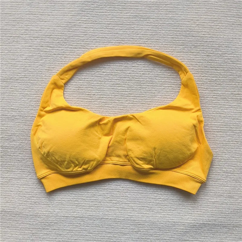 Hbc Womens Sports Bra High Impact Halter Top Push