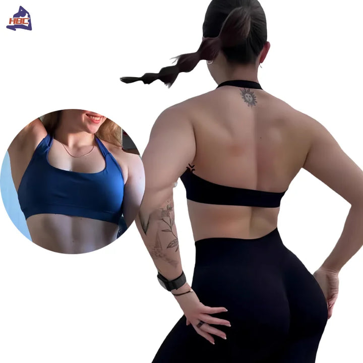 Hbc Womens Sports Bra High Impact Halter Top Push