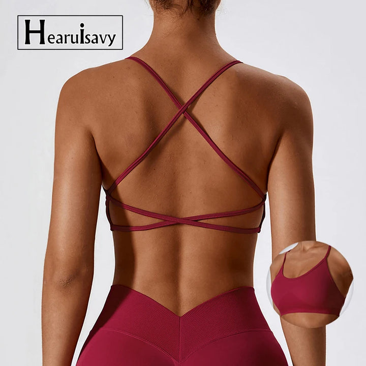 Hearuisav Cross Strap Gym Top Women Training Yoga Clothes