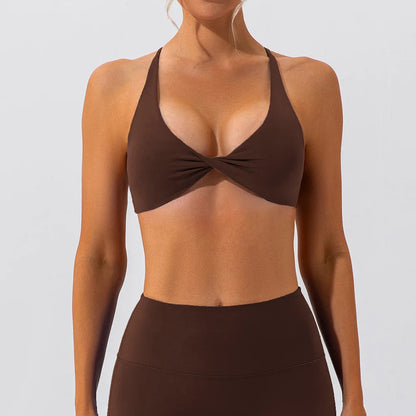 Sexy Gym Top Women Crease Sports Bra Running Back