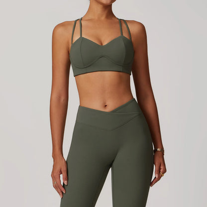 Hearuisavy Quick Dry Yoga Bra Cross Workout Brassiere Push