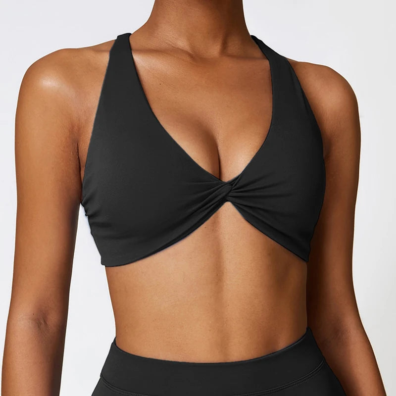 Push Up Gym Top Women Pleated Design Sports Bra