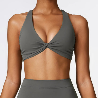 Push Up Gym Top Women Pleated Design Sports Bra