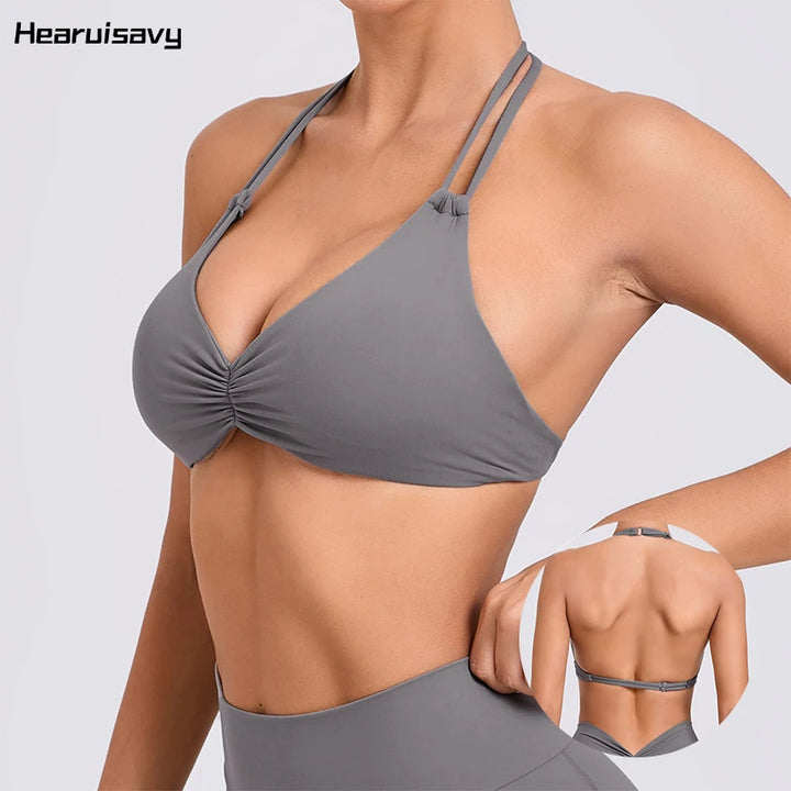 Hearuisavy Adjustable Yoga Bra Running Workout Underwear Fitness Push
