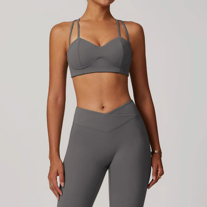Hearuisavy Quick Dry Yoga Bra Cross Workout Brassiere Push