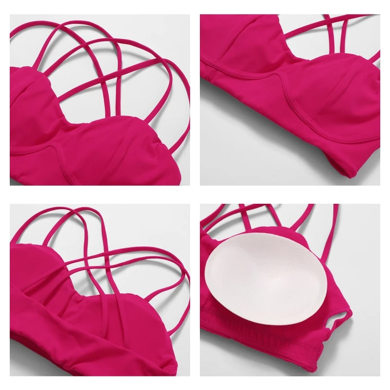 Hearuisavy Quick Dry Yoga Bra Cross Workout Brassiere Push