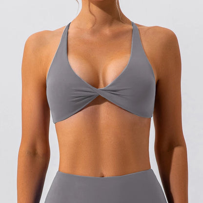 Sexy Gym Top Women Crease Sports Bra Running Back