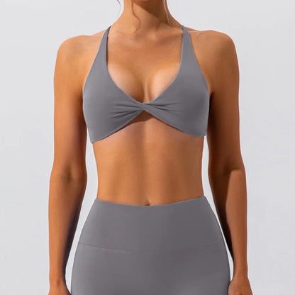 Sexy Gym Top Women Crease Sports Bra Running Back