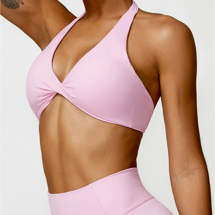 Push Up Sports Bra Women Pleated Design Gym Top