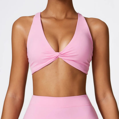Push Up Gym Top Women Pleated Design Sports Bra