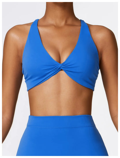 Push Up Gym Top Women Pleated Design Sports Bra