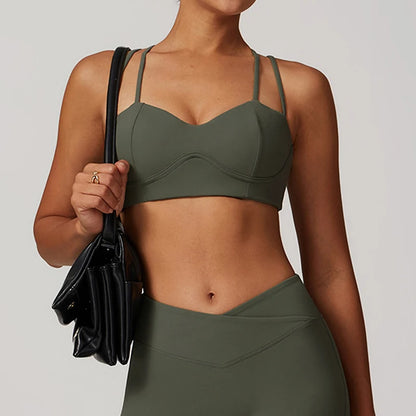 Hearuisavy Quick Dry Yoga Bra Cross Workout Brassiere Push