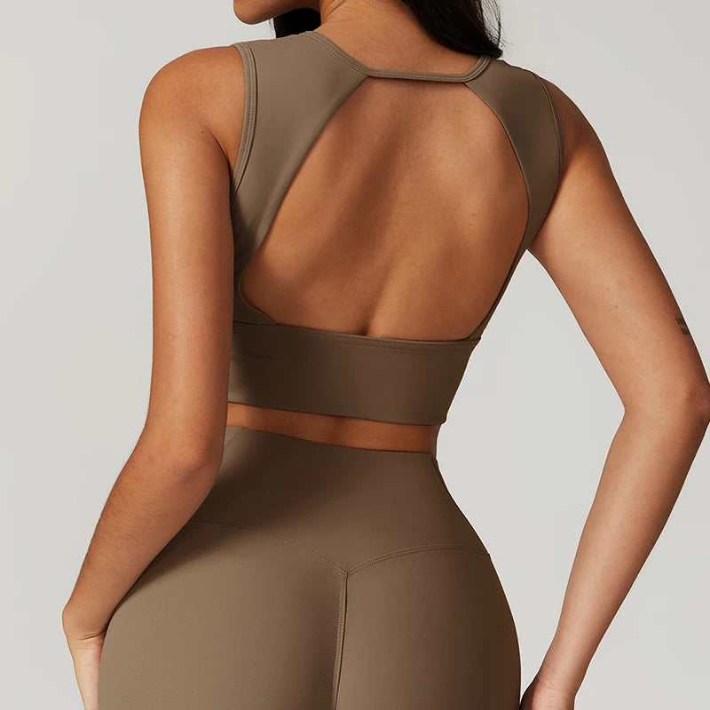 Hearuisavy Backless Vest Woman Push Up Yoga Clothing Gym