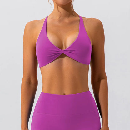 Sexy Gym Top Women Crease Sports Bra Running Back