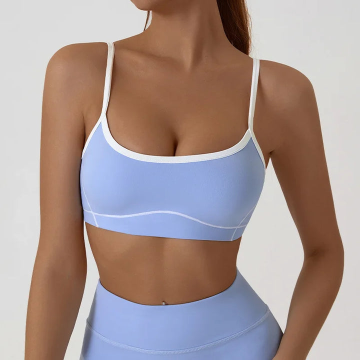 Womens Sports Bra Thin Strap Gym High Support Impact