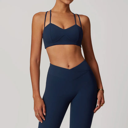 Hearuisavy Quick Dry Yoga Bra Cross Workout Brassiere Push