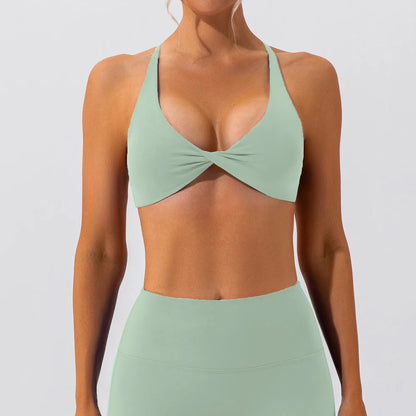 Sexy Gym Top Women Crease Sports Bra Running Back
