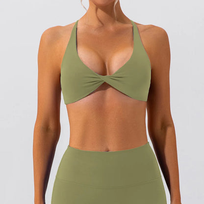 Sexy Gym Top Women Crease Sports Bra Running Back