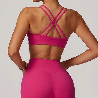 Hearuisavy Quick Dry Yoga Bra Cross Workout Brassiere Push